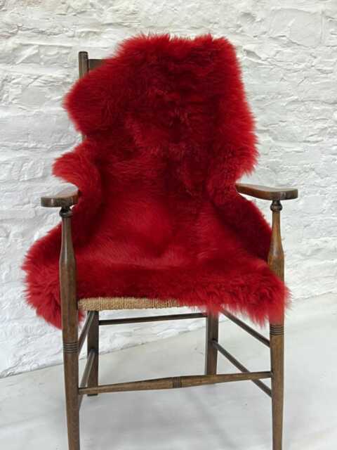 British Luxe Long Wool Rug - Red Real Sheepskin Gifts Eco-Friendly- Room Decor Interior Handmade Gift Luxury - image 1