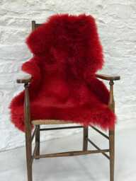 British Luxe Long Wool Rug - Red Real Sheepskin Gifts Eco-Friendly- Room Decor Interior Handmade Gift Luxury - thumbnail 1