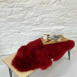 British Luxe Long Wool Rug - Red Real Sheepskin Gifts Eco-Friendly- Room Decor Interior Handmade Gift Luxury - thumbnail 2