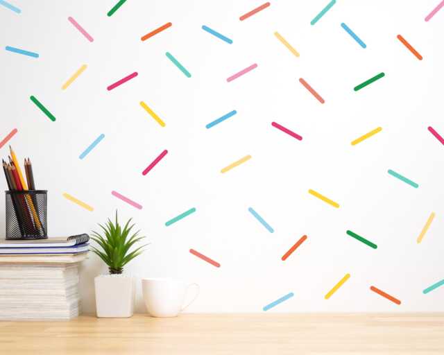 Pack Of 200 Rainbow Sprinkle Wall Stickers, Minimalist Confetti Decals, Kids Room Decor - image 1