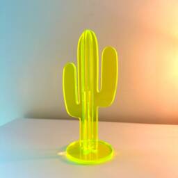 Neon Green Acrylic Cactus Sculpture - Modern Home Decor & Event Centerpiece - thumbnail 1