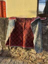 Artisan Crafted Kantha Throw Hand Stitched Carpet Pattern Boho Home Decor Piece - thumbnail 1