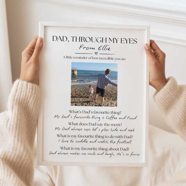 Personalised Dad Through My Eyes Portrait Bespoke Photo & Interview Keepsake Art Print - image 1