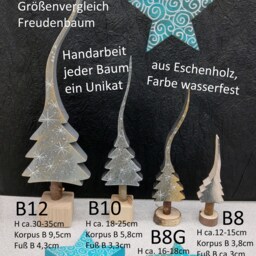 Emerald Green & Pearl Gray With A Star Or Pattern, Glittering Christmas Tree, Hand-Painted Wooden Tree in 4 Sizes. No. 1 - thumbnail 4