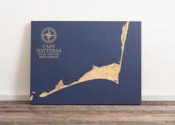 Cape Hatteras, North Carolina Map - Engraved Wood Coastal Chart Wall Art Sign, Beach Home Decor Nautical Print, Unique Personalized Gift