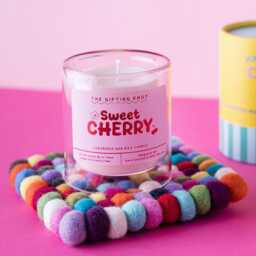 Cherry Blossom & Plum Soy Candle - Fruity Floral Amber Scent Double Wall Glass Gift Tube Handmade UK