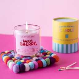 Cherry Blossom & Plum Soy Candle - Fruity Floral Amber Scent Double Wall Glass Gift Tube Handmade UK - thumbnail 2