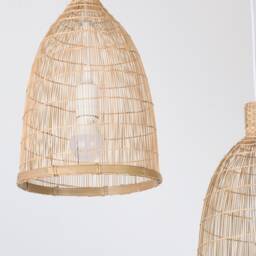 Bamboo Pendant Lamp - Woven Rustic Basket Light, Small Nature Inspired - thumbnail 2