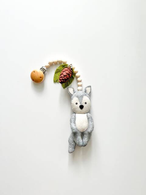 Wolf Stroller Mobile, Wolf Toys , Accessory, Lanyard, Montessory Toy, Pram Felt Neutral Gender Gift - image 1