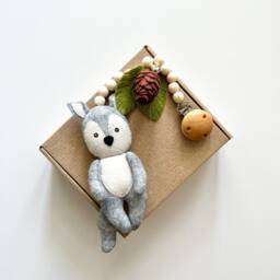 Wolf Stroller Mobile, Wolf Toys , Accessory, Lanyard, Montessory Toy, Pram Felt Neutral Gender Gift - thumbnail 2