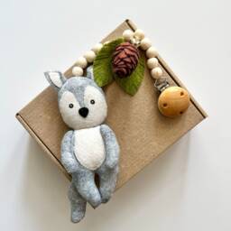 Wolf Stroller Mobile, Wolf Toys , Accessory, Lanyard, Montessory Toy, Pram Felt Neutral Gender Gift - thumbnail 4