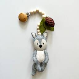 Wolf Stroller Mobile, Wolf Toys , Accessory, Lanyard, Montessory Toy, Pram Felt Neutral Gender Gift - thumbnail 3