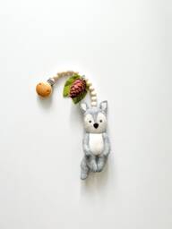Wolf Stroller Mobile, Wolf Toys , Accessory, Lanyard, Montessory Toy, Pram Felt Neutral Gender Gift - thumbnail 1