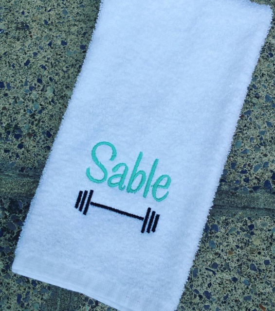 Personalized Barbell Gym Towel Monogrammed Sports Hand Towel - image 1