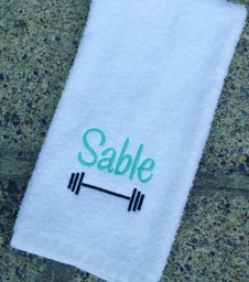 Personalized Barbell Gym Towel Monogrammed Sports Hand Towel