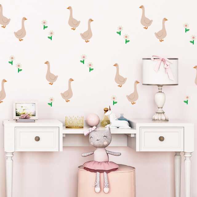 Goose & Daisy Fabric Wall Decals, Nursery Decor - image 1