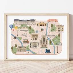Bath Map, Illustrated Map Of Bath, Poster, Print, Art, Illustration, Gift, Wall Travel, England - thumbnail 1