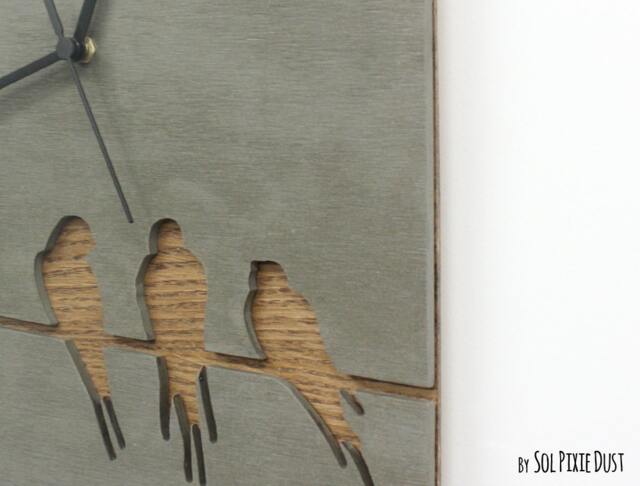 Concrete & Wood Wire Tailed Swallow Wall Clock - Modern Home Decor Contemporary Minimalist Art Gift Idea - image 1
