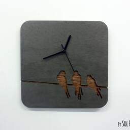 Concrete & Wood Wire Tailed Swallow Wall Clock - Modern Home Decor Contemporary Minimalist Art Gift Idea - thumbnail 2