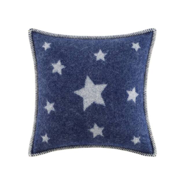 Blue Star Cushion Cover - Pure Wool Reversible Pillowcase 45 X 45cm/ 18 18 - image 1