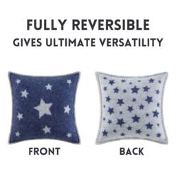 Blue Star Cushion Cover - Pure Wool Reversible Pillowcase 45 X 45cm/ 18 18 - thumbnail 3