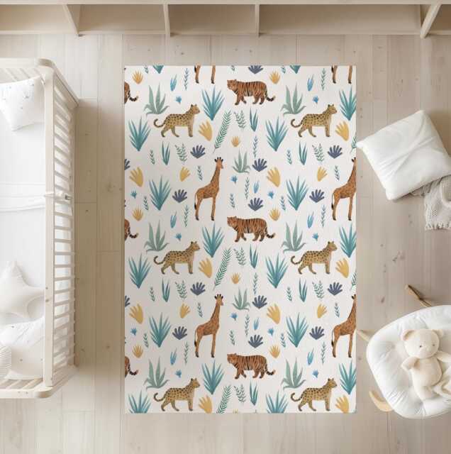 Safari - Leopard & Tiger Rug, Carpet, Kids Decor, Children's Room Decor, Kids Carpet - image 1