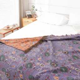 Boho Woven Throw Blanket With Tassels Large Sofa/Bedspread Mustard & Teal Pattern 3 Sizes - thumbnail 3