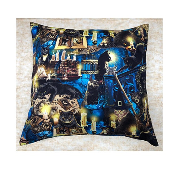 Great Magical Design With Cat Witches Reading Tarot & Ouija Cover Fits An 18 - image 1
