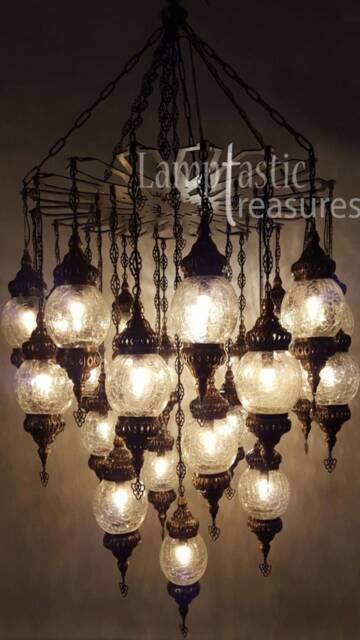 Extra Large Turkish Mosaic Chandelier, Bohemian Moroccan Lighting Fixture