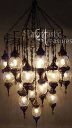 Extra Large Turkish Mosaic Chandelier, Bohemian Moroccan Lighting Fixture