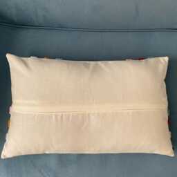 Abstract Punch Embroidered Pillow Cover Handmade Tufted Linen Throw - thumbnail 4