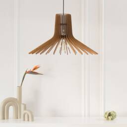 Handmade Oak Wood Chandelier Mid-Century Modern Pendant Lamp - thumbnail 3
