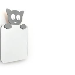 Safety Mirror Kitten Gray With Led Light - Wall Decor Nursery Kid Wooden - thumbnail 2