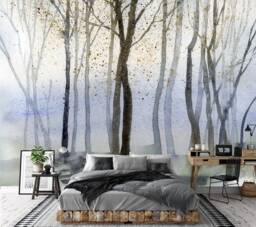 Into The Woodlands Wall Mural, The Enchanted Forest Wallpaper, Watercolor Magical D??cor, Nursery & Room Art - thumbnail 1