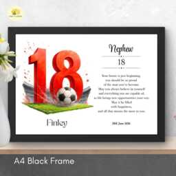 18Th Birthday Print For Nephew Personalised Red Football Team Wall Art Gift - A4/A3 - thumbnail 2