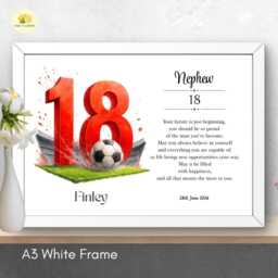 18Th Birthday Print For Nephew Personalised Red Football Team Wall Art Gift - A4/A3 - thumbnail 4