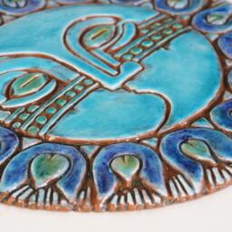 Turquoise Ceramic Sun & Moon Wall Art - Garden Decor - 30cm - thumbnail 2