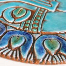 Turquoise Ceramic Sun & Moon Wall Art - Garden Decor - 30cm - thumbnail 3