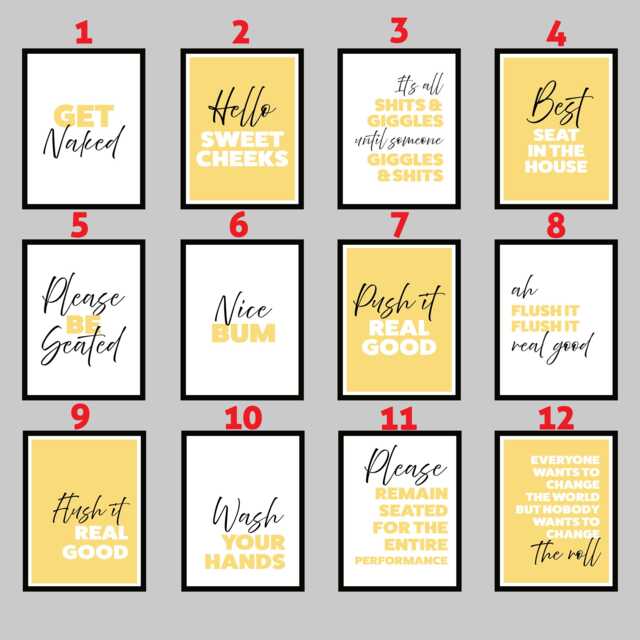 Funny Bathroom Quote Print - Minimalist Neutral Yellow Typography - image 1
