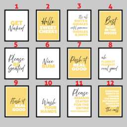 Funny Bathroom Quote Print - Minimalist Neutral Yellow Typography - thumbnail 1