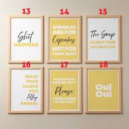 Funny Bathroom Quote Print - Minimalist Neutral Yellow Typography - thumbnail 2