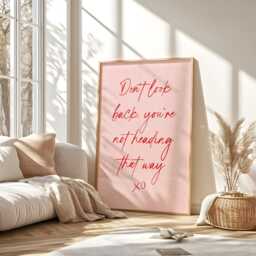 Don't Look Back You're Not Heading That Way Print - Pink & Red Preppy Print, Inspirational Motivational Quote - thumbnail 1