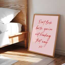 Don't Look Back You're Not Heading That Way Print - Pink & Red Preppy Print, Inspirational Motivational Quote - thumbnail 2