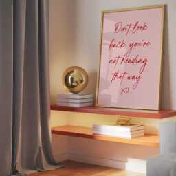 Don't Look Back You're Not Heading That Way Print - Pink & Red Preppy Print, Inspirational Motivational Quote - thumbnail 3