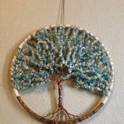 Wire Wrapped Aventurine Tree Of Life Wall Hanging, Chakra Stones - thumbnail 3