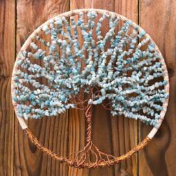 Wire Wrapped Aventurine Tree Of Life Wall Hanging, Chakra Stones