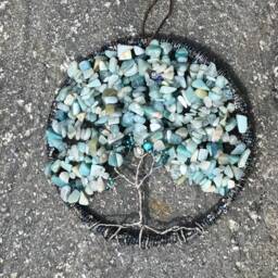 Wire Wrapped Aventurine Tree Of Life Wall Hanging, Chakra Stones - thumbnail 4
