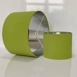 New Hq Luxury Linen Look Cotton Fabric Lamp Shade Pendant Light Lime Green & Silver - thumbnail 3