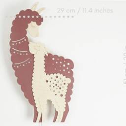 Wall Lamp Wooden Alpaca. Cute Night Light For Kids. Hanging Animal Sconce - thumbnail 2