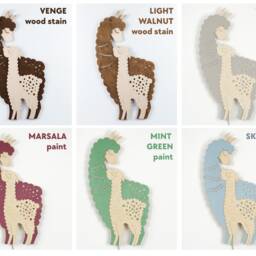 Wall Lamp Wooden Alpaca. Cute Night Light For Kids. Hanging Animal Sconce - thumbnail 3